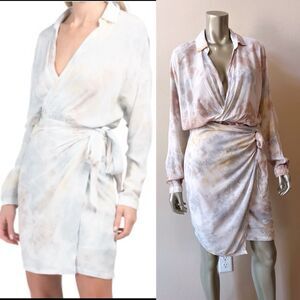 Young Fabulous & Broke Raine Tie Dye Wrap Dress Sz Large Moon Canyon Long Sleeve